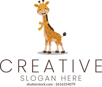 Cute giraffe cartoon logo design ideal for childrens brands playful and friendly image Animal Happy
