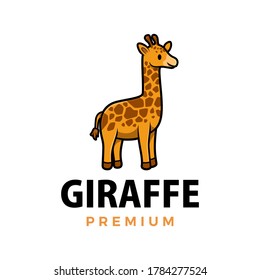 cute giraffe cartoon logo vector icon illustration