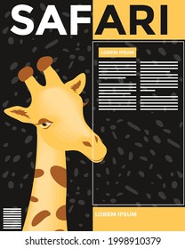 Cute giraffe cartoon on safari banner