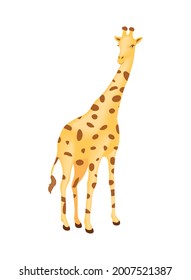Cute giraffe cartoon on white background
