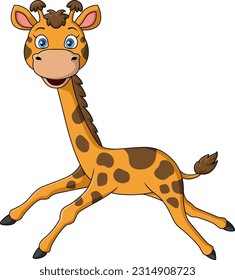 Cute giraffe cartoon on white background