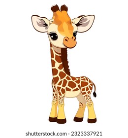 Cute Giraffe Cartoon On White Background