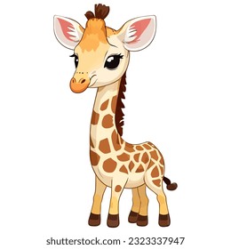 Cute Giraffe Cartoon On White Background