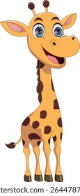 cute giraffe cartoon on white background