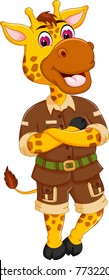 cute giraffe cartoon standing with smile