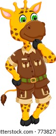 cute giraffe cartoon standing with smiling