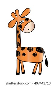  Cute giraffe. Cartoon style.