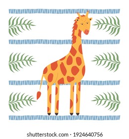 Cute giraffe in cartoon style. Vector illustration.