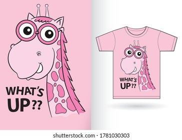 Cute giraffe cartoon for t shirt