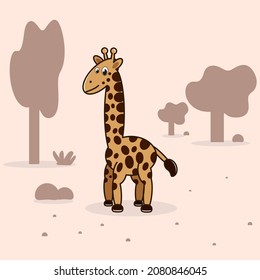 Cute giraffe cartoon trendy design. Animal wildlife vector illustration icon.
Suitable for children's education and other media.