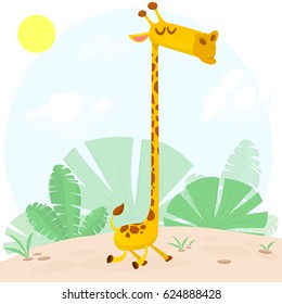 Cute giraffe cartoon. Vector