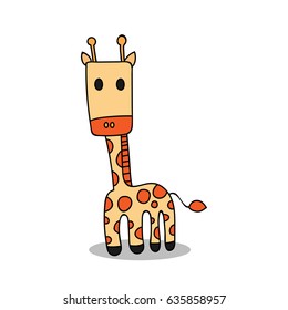 Cute giraffe cartoon vector design isolated on white background.