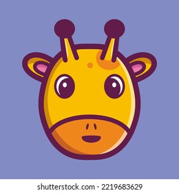 Cute Giraffe Cartoon Vector Icon Illustration. Flat Cartoon Style