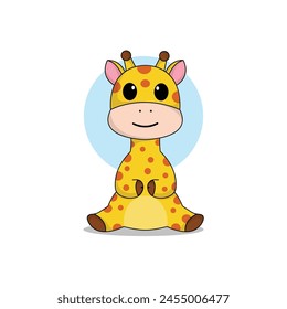 cute giraffe cartoon vector icon illustration.animal icon illustration. flat style concept cute