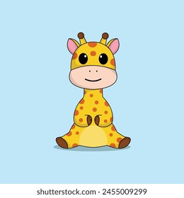 cute giraffe cartoon vector icon illustration.animal icon illustration. flat style concept cute