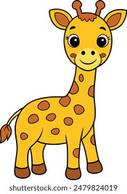 Ilustración Del Vector De Dibujos Animados De La Jirafa Linda Sobre Fondo Blanco.
