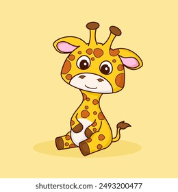 cute giraffe cartoon vector icon illustration. animal nature icon concept isolated