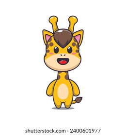 Cute giraffe cartoon vector illustration. 
Vector cartoon Illustration suitable for poster, brochure, web, mascot, sticker, logo and icon.