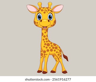 Cute giraffe cartoon vector illustration