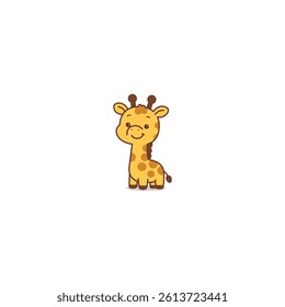 Cute giraffe cartoon, vector illustration