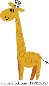 Cute Giraffe Cartoon Vektor. Bild im Cartoon-Stil einzeln auf weißem Hintergrund. Trendstil und Farbe