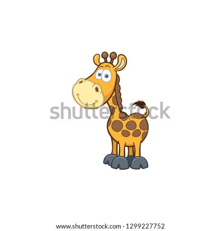 cute giraffe cartoon vector on white background