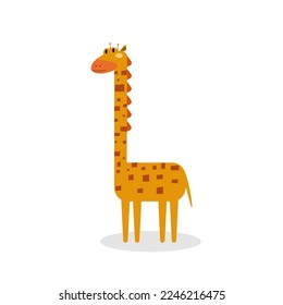 Cute giraffe character isolated on white background.