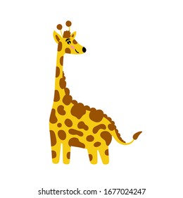 Cute giraffe. The cheerful giraffe is smiling. Children's animal character. Vector editable illustration