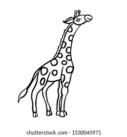 Cute giraffe. Children's illustration. Handwork. Wild animals. Africa. Cartoon. Coloring.