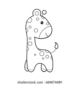 Cute giraffe clipart coloring activity. Vector illustration