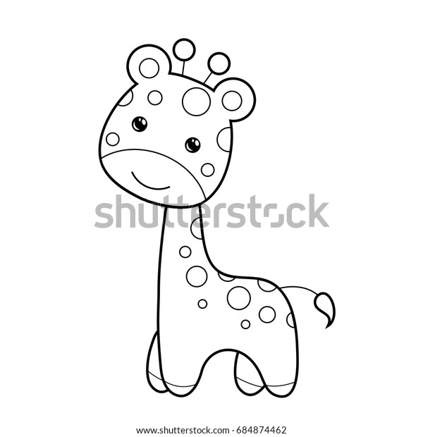 Cute Giraffe Clipart Coloring Activity Vector Stock Vector Royalty Free 684874462