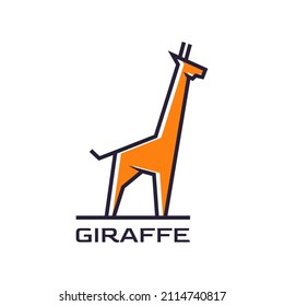 Cute Giraffe Colorful Line Art Style Icon Logo Design