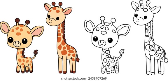 Cute Giraffe Coloring Page For Kids