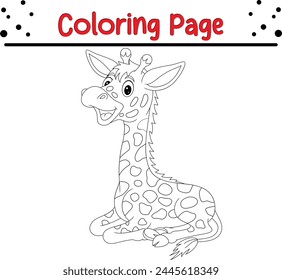 Linda jirafa para colorear página para niños. Libro para colorear animales