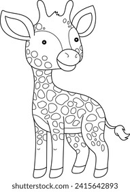 Cute giraffe colouring page for children