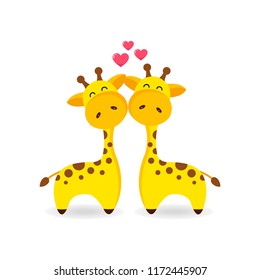 Cute Giraffe couple in love.Vector illustration.