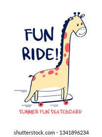 cute giraffe crocodile print design with slogan. Vector illustration design for fashion fabrics, textile graphics, prints.