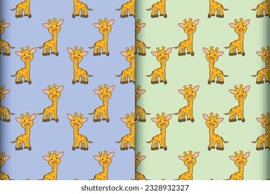 Cute giraffe cub vector illustration pattern with pastel colors for printing