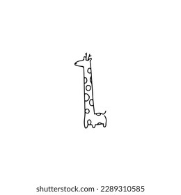 cute giraffe doodle illustration vector