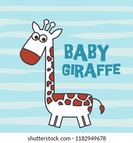 cute giraffe doodle kids, vector illustration