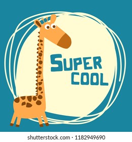 cute giraffe doodle kids, vector illustration