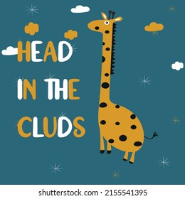 cute giraffe doodle kids, vector illustration