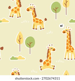 girafa bonito rabiscar padrão sem costura 