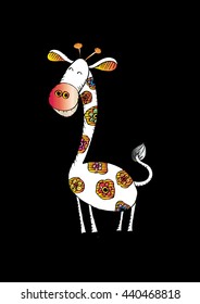 Cute giraffe  with doodle style.