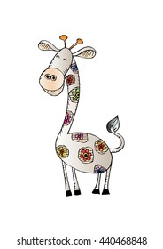 Cute giraffe  with doodle style.