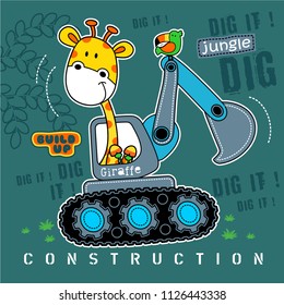 cute giraffe driver,animal cartoon vector illustration