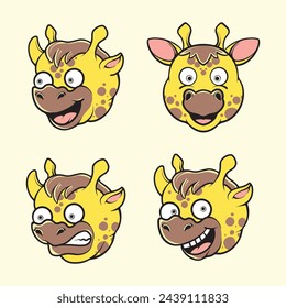 cute giraffe emoticons vector art