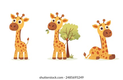 Cute Giraffe Engaging in Various Activities