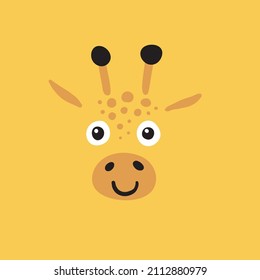 Cute Giraffe Face. Cartoon Baby Animal Character