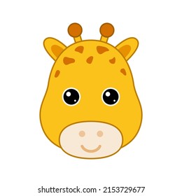 Cute Giraffe Face Isolated On White Background